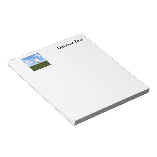 Golf Ball on T-Shirt, Sky & Grass Notizblock (angewinkelt)