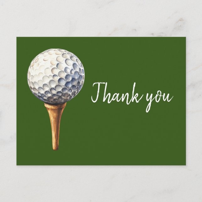 Golf Ball on tee Danke Karte (Vorderseite)