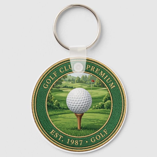 Golf Ball On Tee Premium Keychain Schlüsselanhänger (Vorderseite)