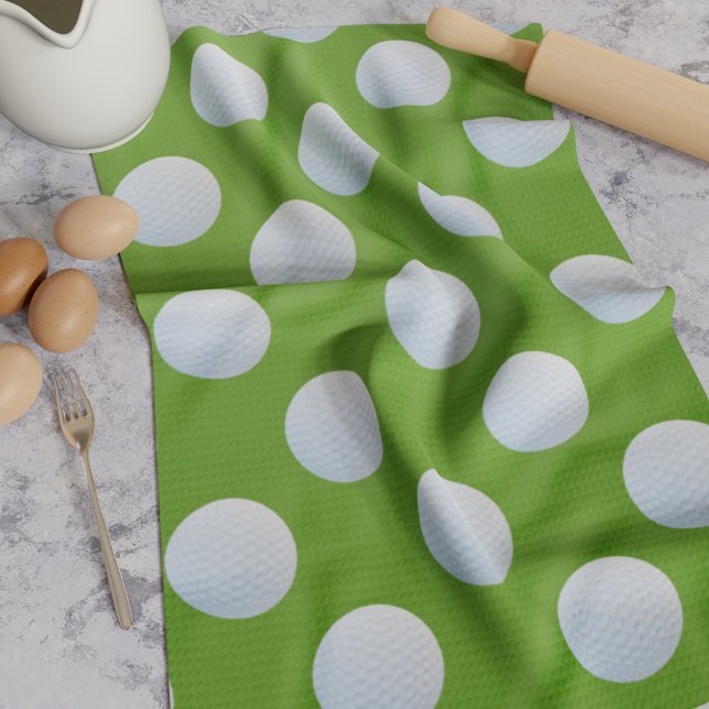 Golf Ball Pattern Green Kitchtuch Küchentuch (A fun golf ball pattern kitchen towel for your Golfing Dad or Mom)