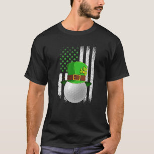 Golf Ball Retro USA Flag Kleeblatt Leprechaun St P T-Shirt