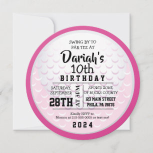 GOLF BALL ROND ROUND ANNIVERSAIRE Fête Invitation