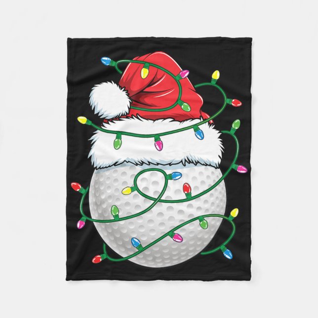 Golf Ball Santa Hat Men Womens Christmas Golfing X Fleecedecke (Vorderseite)