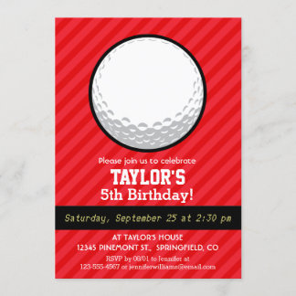 Golf Ball; Scarlet Rote Streifen Einladung