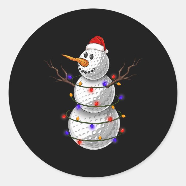 Golf Ball Snowman Christmas Lights Funny Snowman S Runder Aufkleber (Vorderseite)