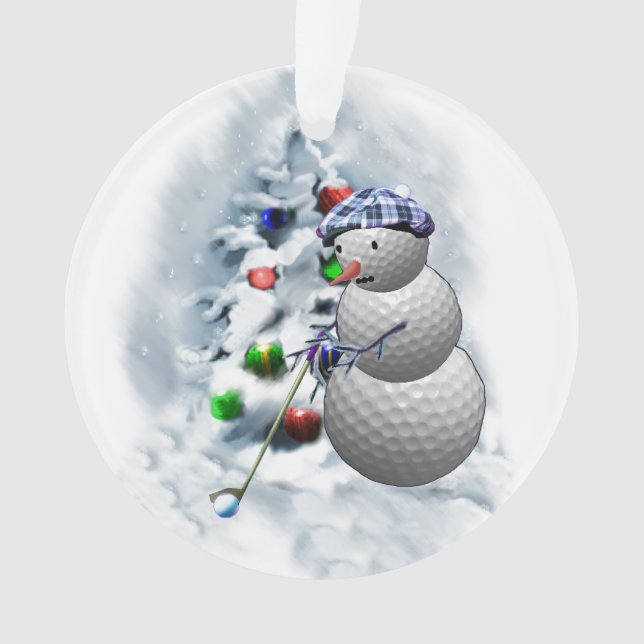 Golf Ball Snowman Weihnachten Ornament (Vorderseite)
