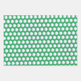 Golf Ball Sport Muster Grün Weiß & Gelb Geschenkpapier Set