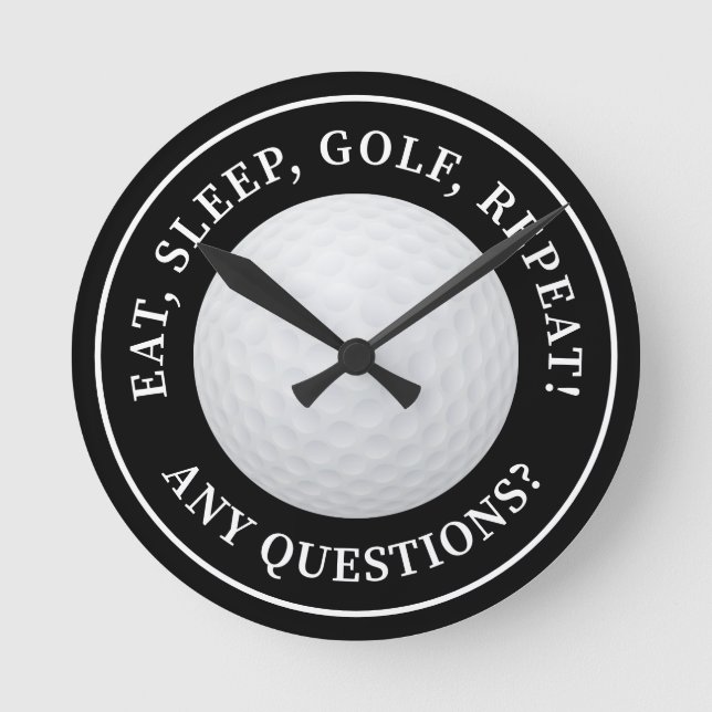 Golf Ball Sports Golf Zitat Modernes Schwarzes Runde Wanduhr (Vorderseite)
