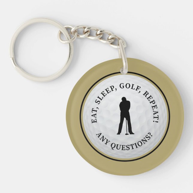 Golf Ball Sports Golfer Modernes Monogram Gold Bla Schlüsselanhänger (Vorderseite)