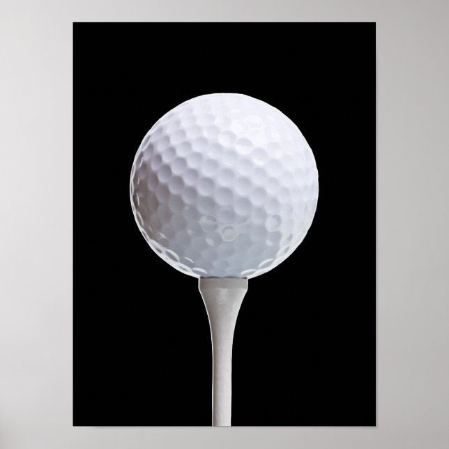 Golf Ball & T-Shirt auf Schwarz - Maßgeschneiderte Poster (Vorne)