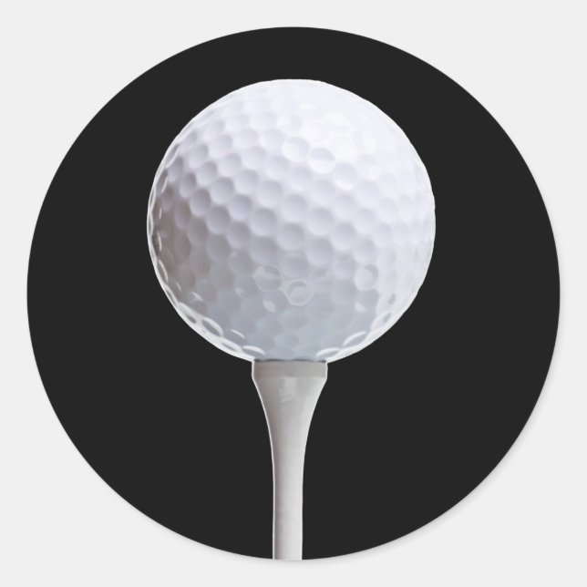 Golf Ball & T-Shirt auf Schwarz - Maßgeschneiderte Runder Aufkleber (Vorderseite)