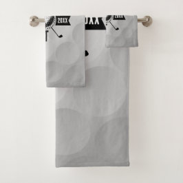 Golf Ball Texture & Club Initial Monogram Badhandtuch Set