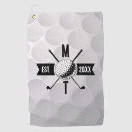 Golf Ball Texture & Club Initial Monogram Golfhandtuch