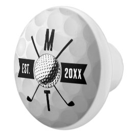 Golf Ball Texture & Club Initial Monogram Keramikknauf