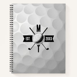 Golf Ball Texture & Club Initial Monogram Notizbuch