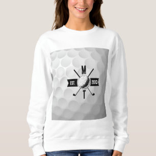Golf Ball Texture & Club Initial Monogram Sweatshirt