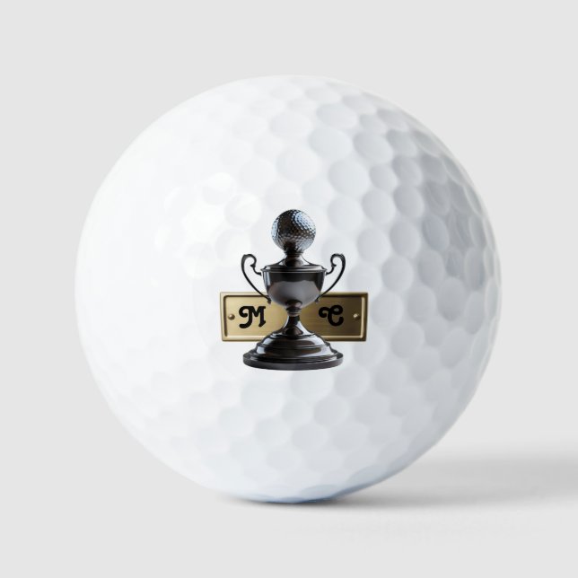 Golf Ball Trophy w/ Engraved Typography Initials  (Vorderseite)