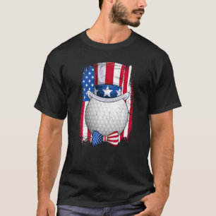 Golf Ball & Uncle Sam Hat American Flag 4. Juli T-Shirt