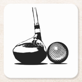 Golf Ball und Club Rechteckiger Pappuntersetzer