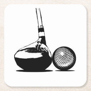 Golf Ball und Club Rechteckiger Pappuntersetzer