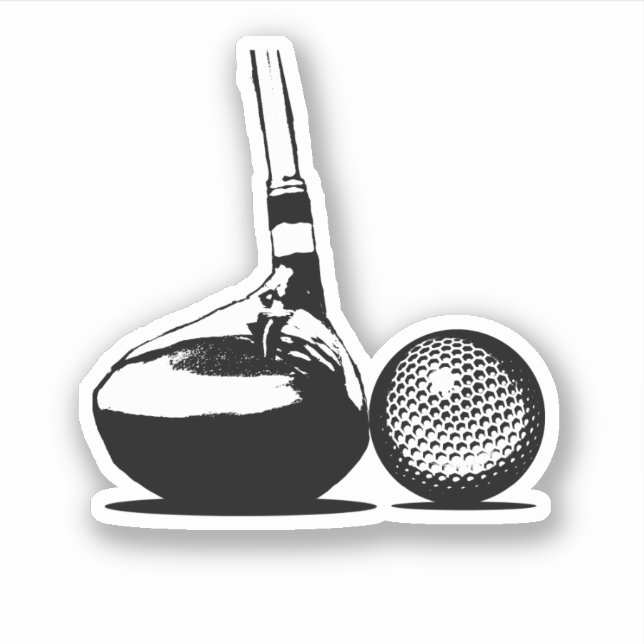 Golf Ball und Club Sports Aufkleber (Vorderseite)