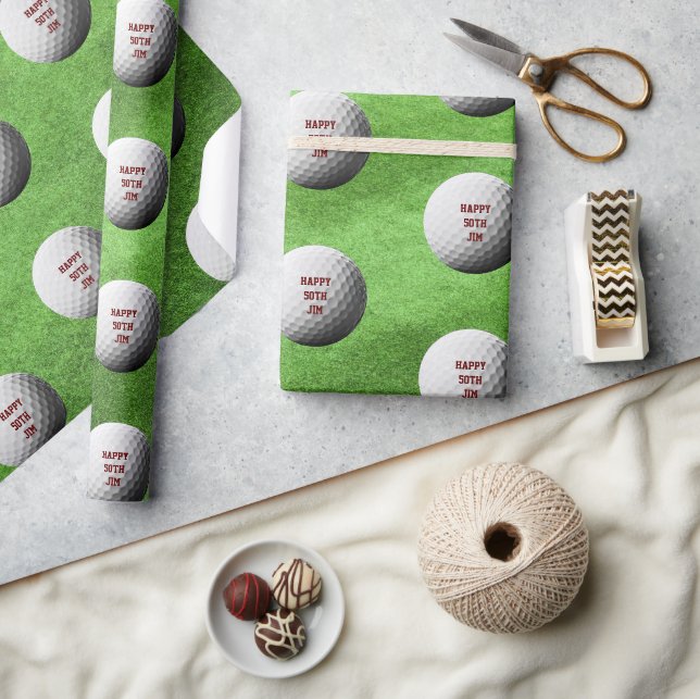 Golf Ball und Fairway Personalisiert Wrapping Pape Geschenkpapier (Kunsthandwerk)