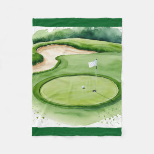 Golf Ball und Flag auf Grün Fleecedecke