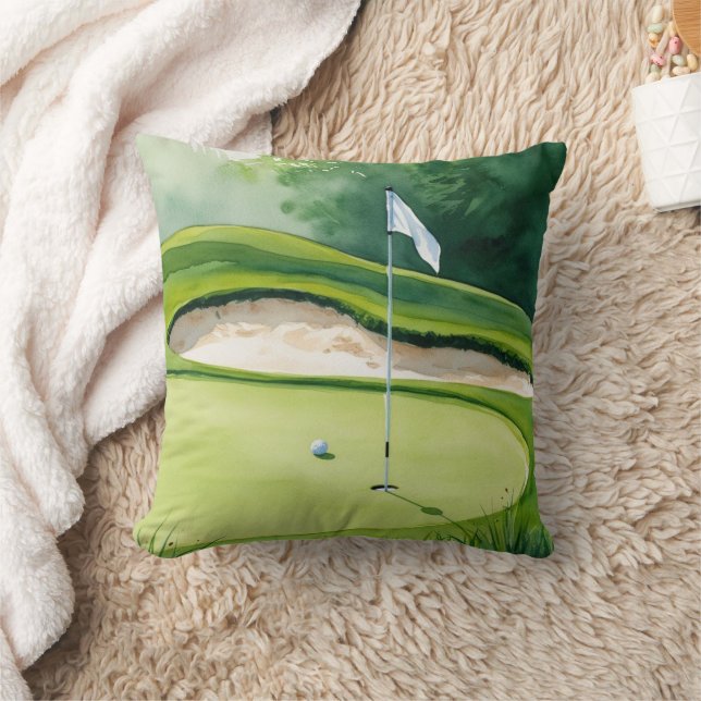 Golf Ball und Flagge auf grüne Kissen (Decke)