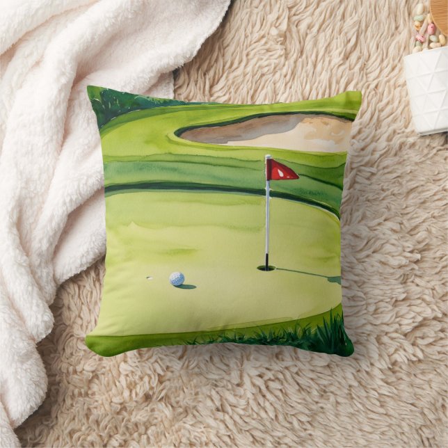 Golf Ball und Flagge auf grüne Kissen (Decke)