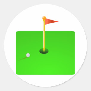 Golf Ball und Golf Flag Runder Aufkleber