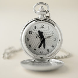 Golf Ball und Golfer Gesicht mit schwarzen Zahlen Taschenuhr