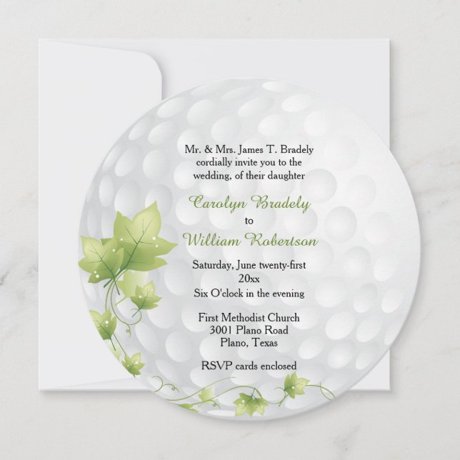 Golf Ball und Reben Einladung Hochzeit (Vorderseite)