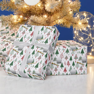 Golf Ball und Tee Weihnachts-Thema Geschenkpapier