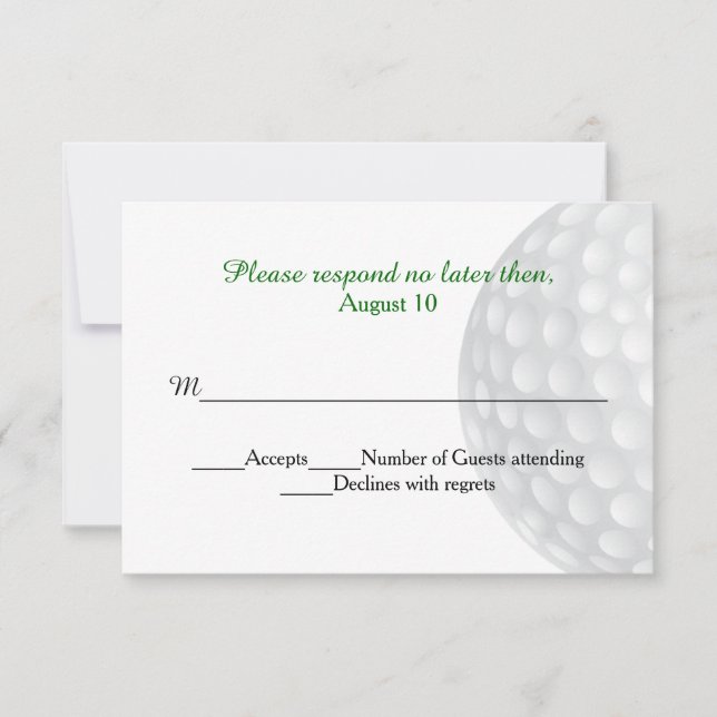 Golf Ball Wedding RSVP Card Karte (Vorderseite)