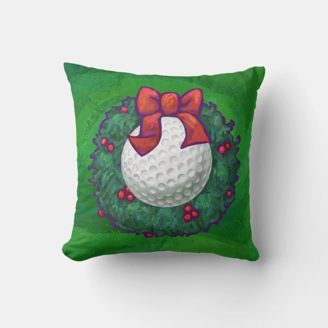 Golf Ball Weihnachtsfeier auf Green Kissen (Vorderseite)