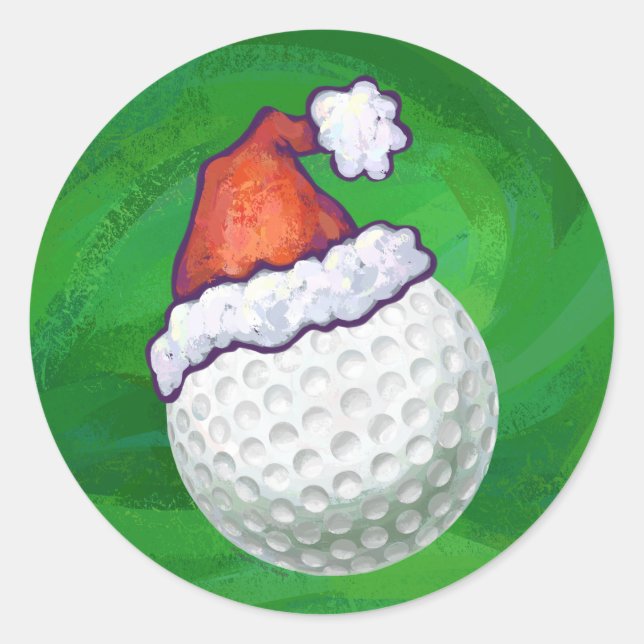 Golf Ball Weihnachtsmänner Runder Aufkleber (Vorderseite)