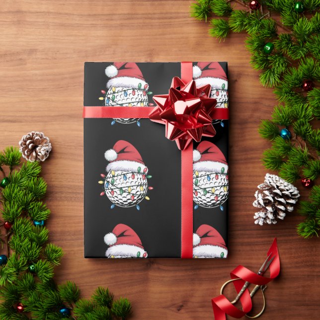 Golf Ball Weihnachtsmannmütze Weihnachten Golf Wei Geschenkpapier (Feiertagsgeschenk)
