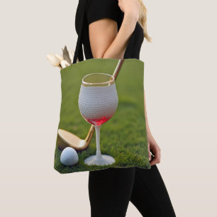 Golf Ball Weinglas mit Goldrausch Tasche