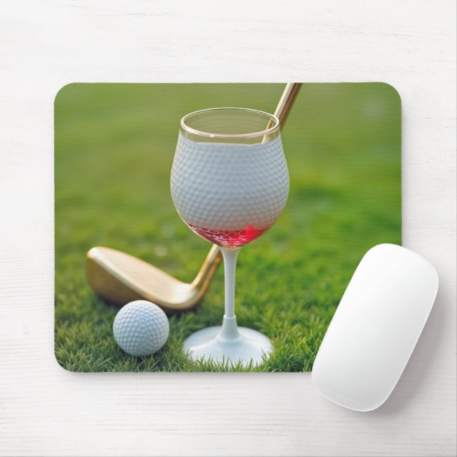 Golf Ball Wine Glass and Club Mousepad (Mit Mouse)