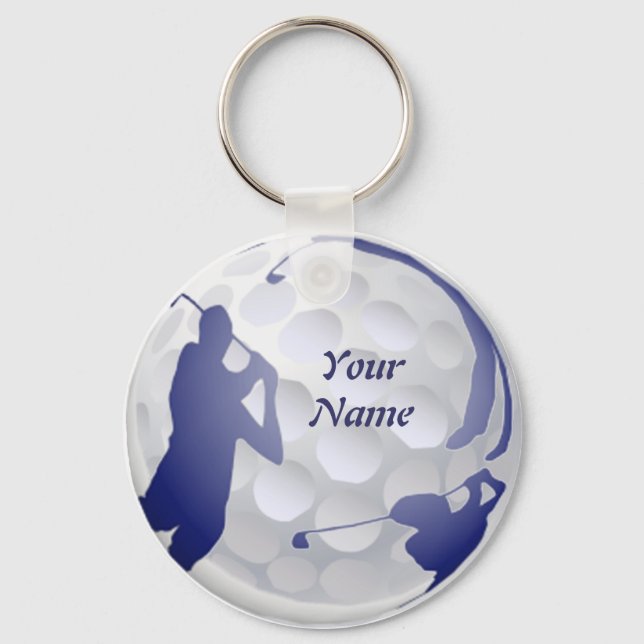 Golf Ball with Golfer to customize with your Name Schlüsselanhänger (Vorderseite)