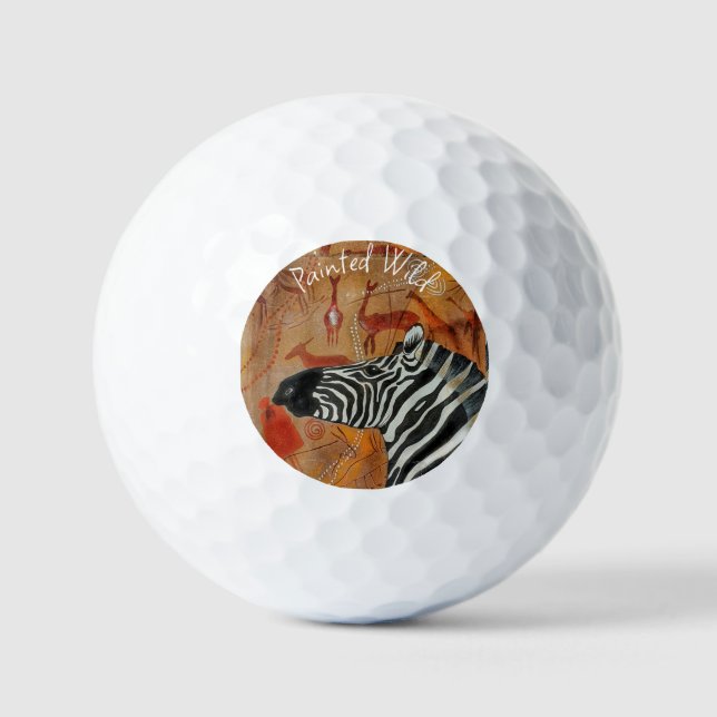 Golf Ball Zebra Rock Painted Wild (Vorderseite)