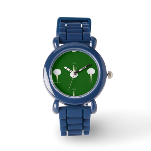 Golf Bälle Muster auf Grün Armbanduhr (Vorderseite)