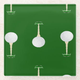 Golf Bälle Muster auf Grün Glasuntersetzer