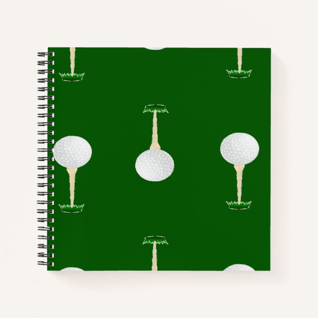 Golf Bälle Muster auf Grün Notizbuch (Vorderseite)