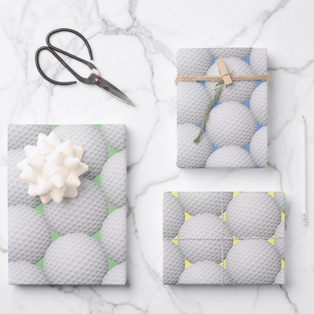 Golf Balls Abstraktes Design Wrapping Paper Set Geschenkpapier Set (Vorderseite)