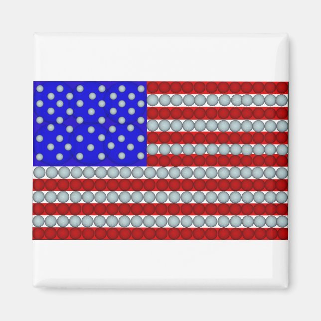 Golf Balls American Flag Square Magnet (Vorne)