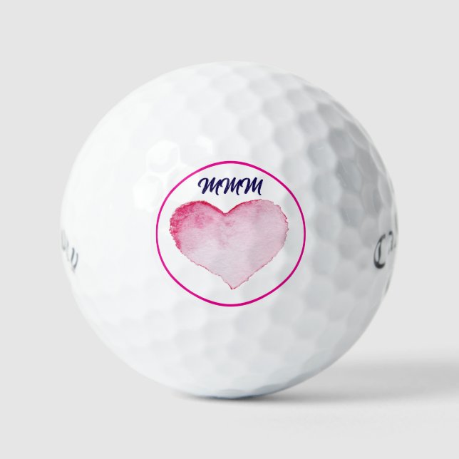 Golf Balls CUSTOM INITIATIVE WASSERFARBE PINK HERZ Golfball (Vorderseite)