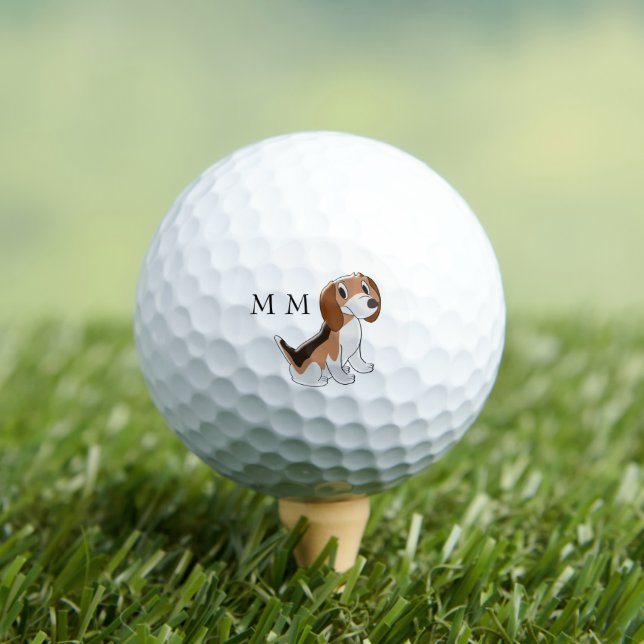 Golf Balls Mit Monogramm Beagle Dog Design Golfball (Insitu T-Shirt)