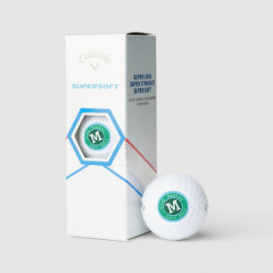 Golf Balls mit stylishen Blue Green Monogram Golfball