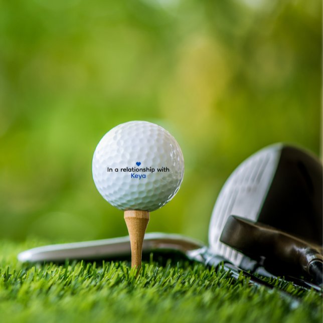 Golf Balls Moderne Verlobte Name Blue Heart Golfball (Personalized Golf Balls for Your Fiancé!)